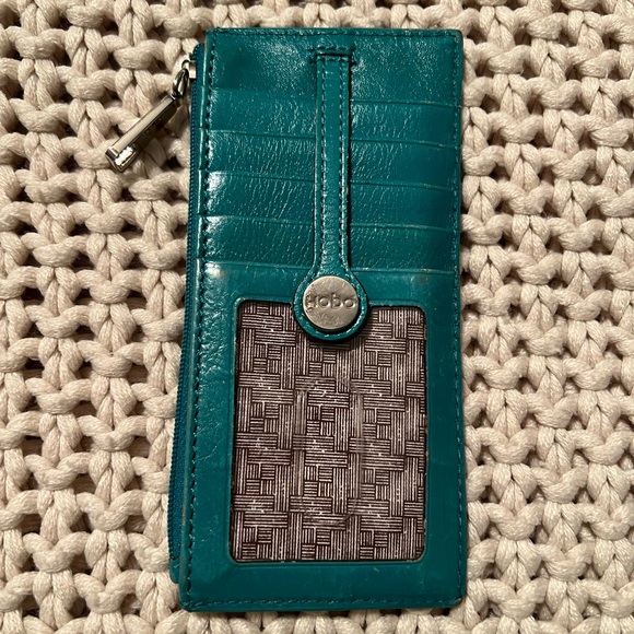 HOBO International Turquoise Leather Credit Card Slim Wallet - Picture 3 of 6